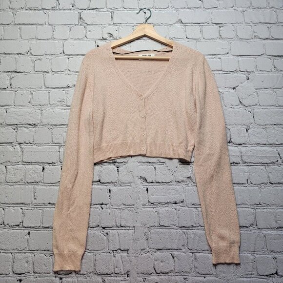 Double Zero Ballerina Pink Cropped Cardigan Sweater Size L - Picture 1 of 12